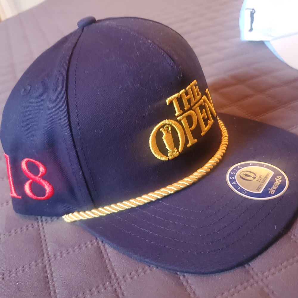 The Open Embroidered Navy Cap with Gold Rope
